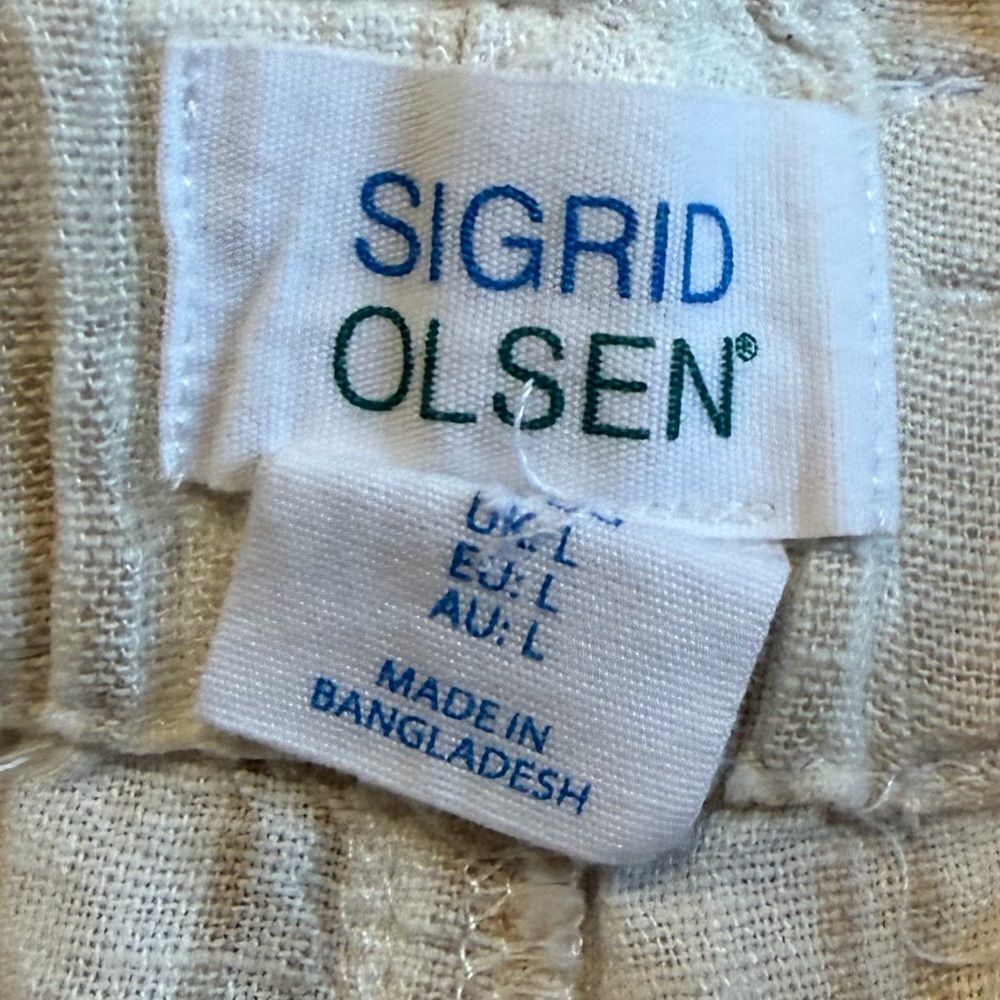 Sigrid Olsen Cream Linen Pants Size Large - Picture 5 of 5